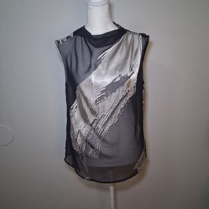 Donna Karan Sheer Blouse Women's Suze S Artsy Futuristic Sophisticated Career